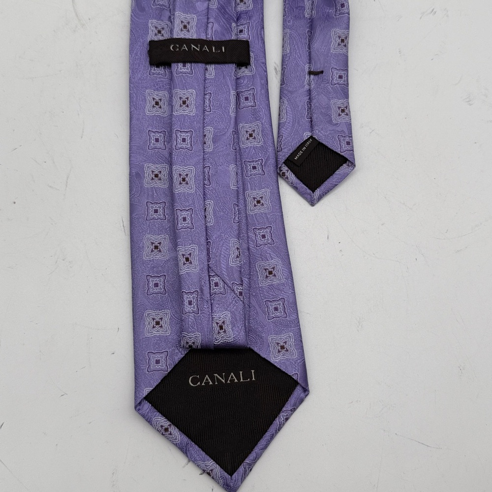 Canali Lavender Geometric Silk Tie